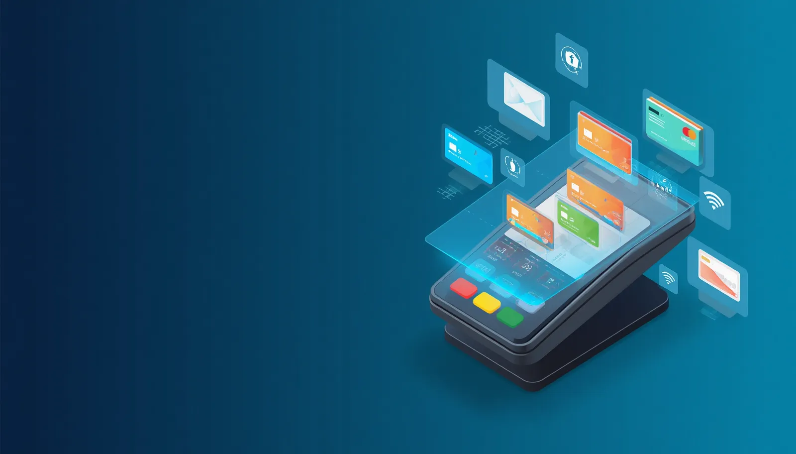 Credit card payment processing at a checkout counter
